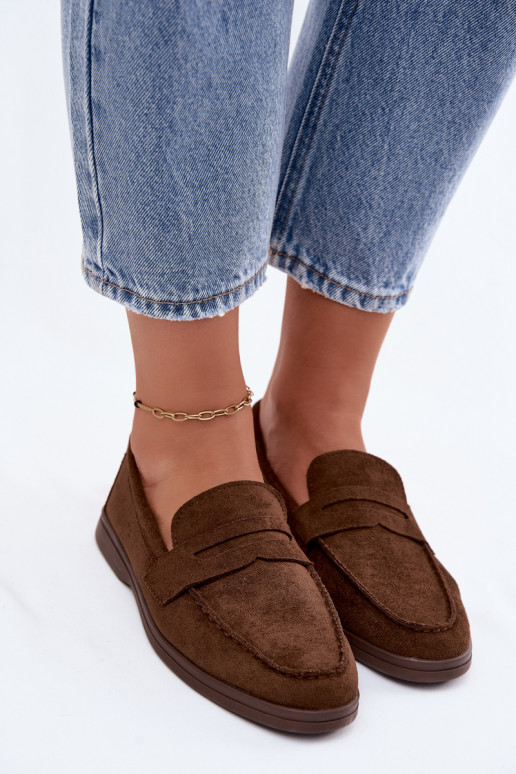 Mocasines de mujer de ante sintético CzekoladoĮe Renelia