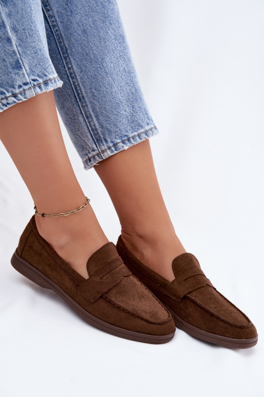Mocasines de mujer de ante sintético CzekoladoĮe Renelia