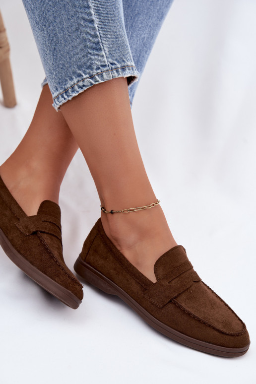 Mocasines de mujer de ante sintético CzekoladoĮe Renelia