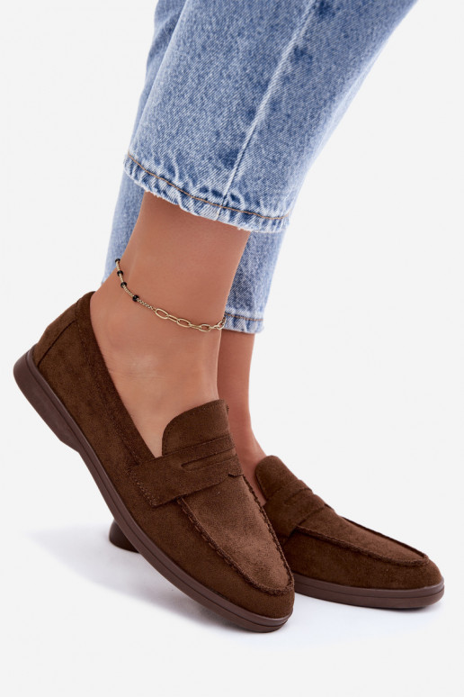 Mocasines de mujer de ante sintético CzekoladoĮe Renelia