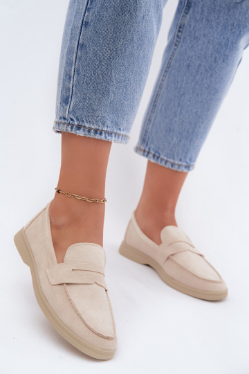 Mocasines de mujer de ante sintético beige Renelia