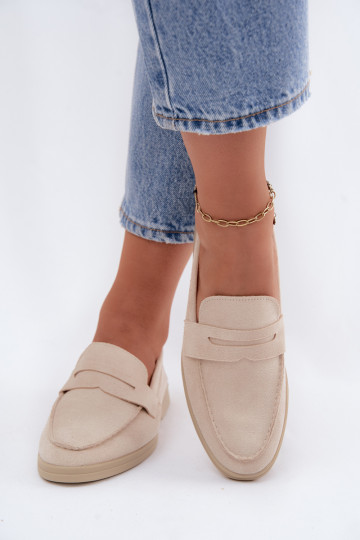 Mocasines de mujer de ante sintético beige Renelia 2