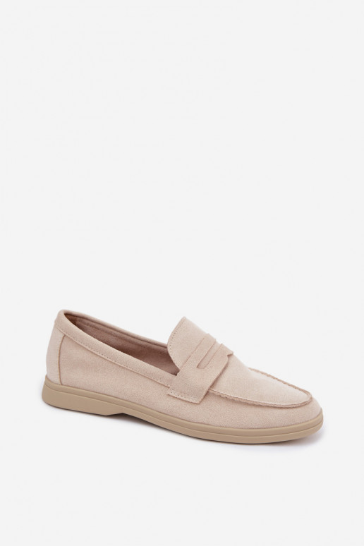 Mocasines de mujer de ante sintético beige Renelia