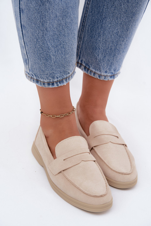 Mocasines de mujer de ante sintético beige Renelia
