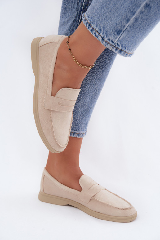 Mocasines de mujer de ante sintético beige Renelia