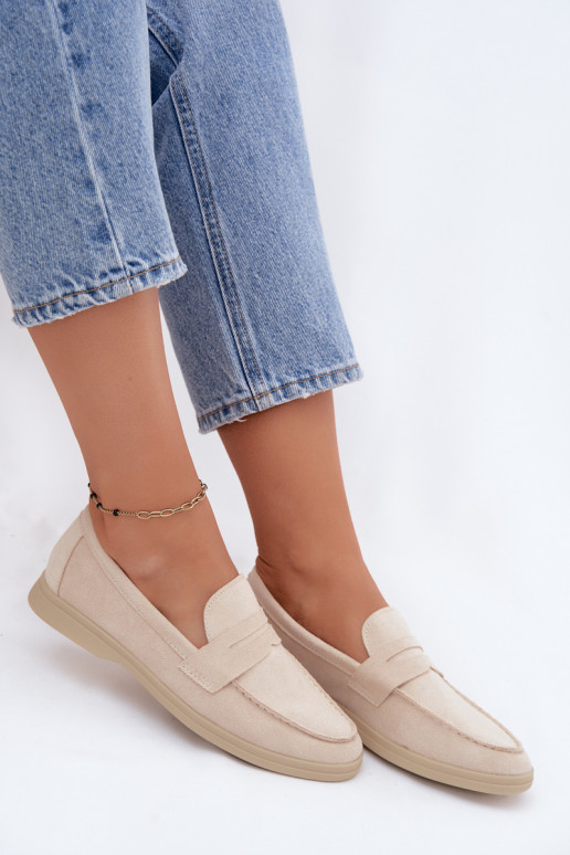 Mocasines de mujer de ante sintético beige Renelia