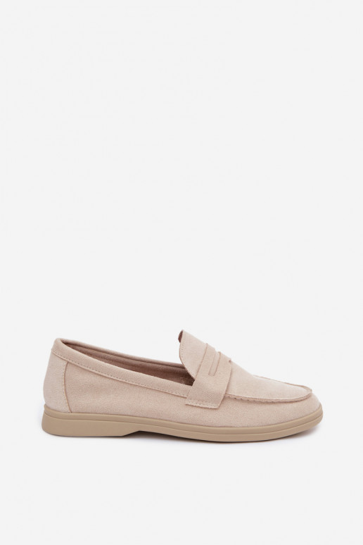 Mocasines de mujer de ante sintético beige Renelia