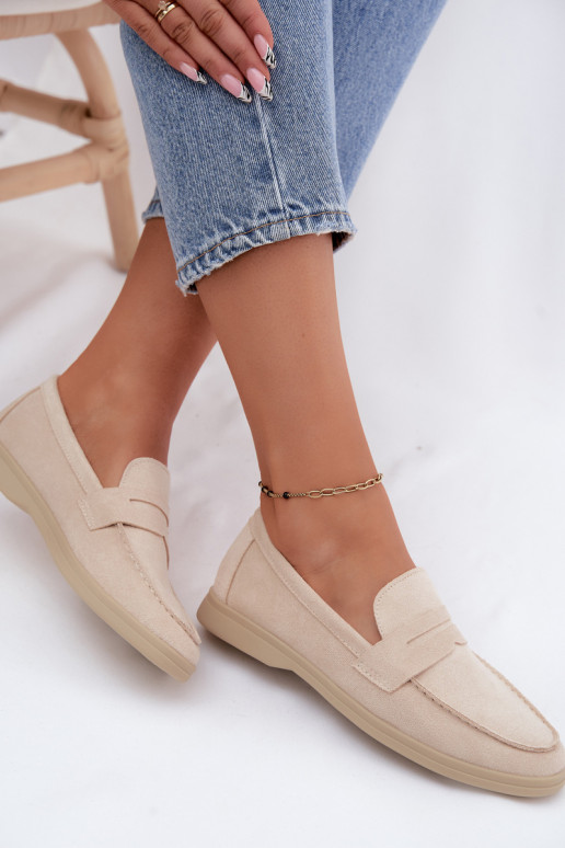 Mocasines de mujer de ante sintético beige Renelia
