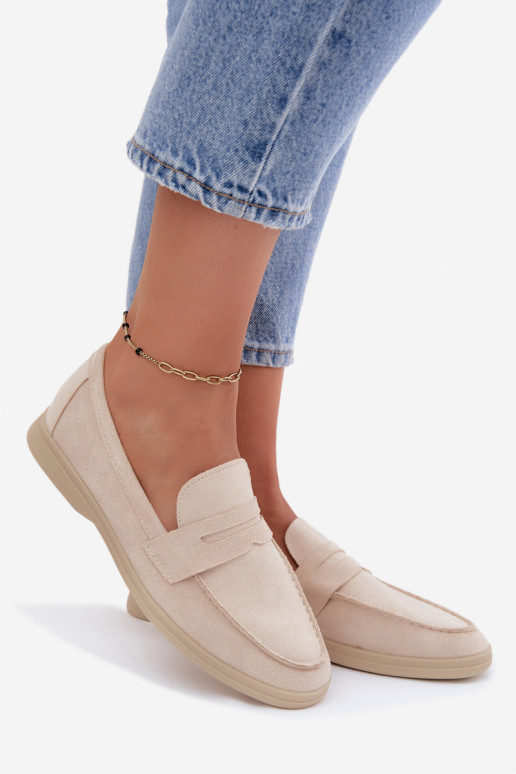 Mocasines de mujer de ante sintético beige Renelia