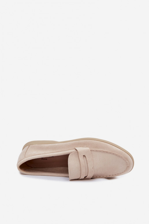 Mocasines de mujer de ante sintético beige Renelia
