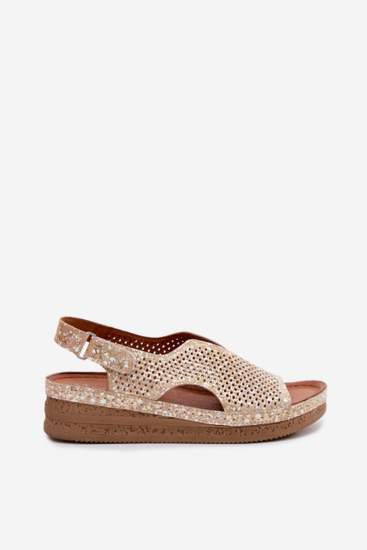 Sandalias de plataforma doradas con corte Tai turiciejka L4494-25