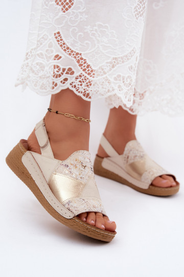 Sandalias de plataforma beige Su Braid Tai turiciejka L7067-04