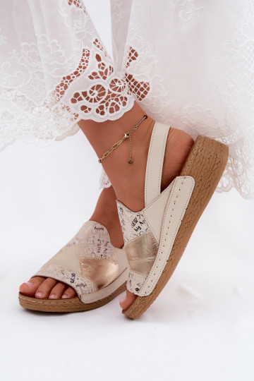 Sandalias de plataforma beige Su Braid Tai turiciejka L7067-04 2