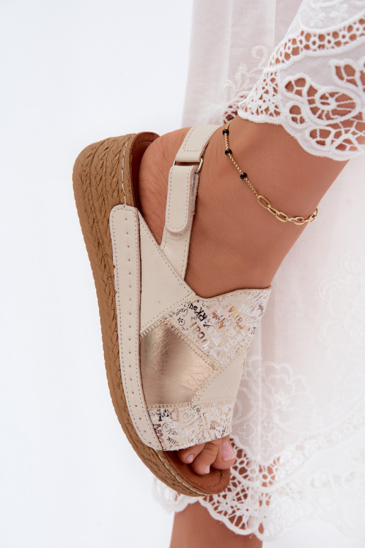 Sandalias de plataforma beige Su Braid Tai turiciejka L7067-04
