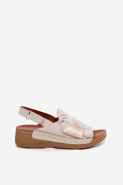 Sandalias de plataforma beige Su Braid Tai turiciejka L7067-04