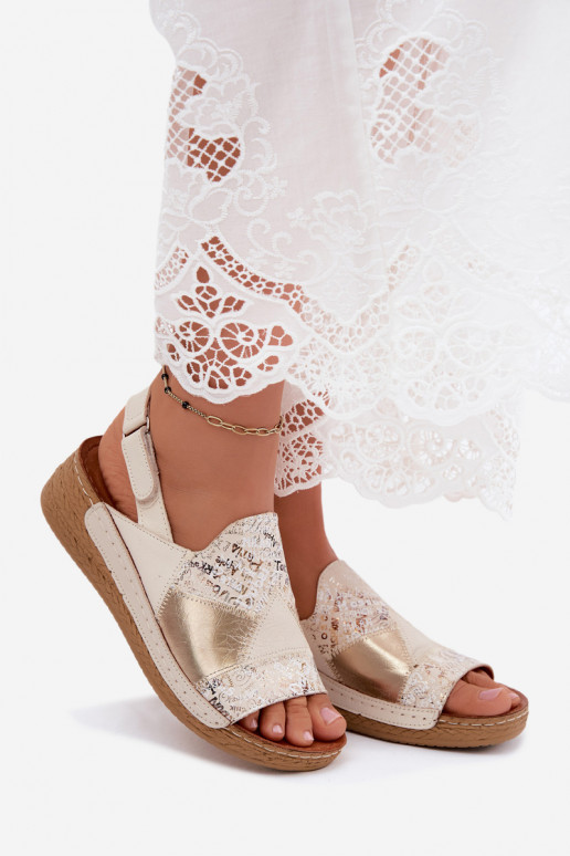 Sandalias de plataforma beige Su Braid Tai turiciejka L7067-04
