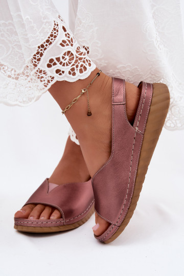 Sandalias de plataforma rosa dorado Tai turiciejka L7633-25 2