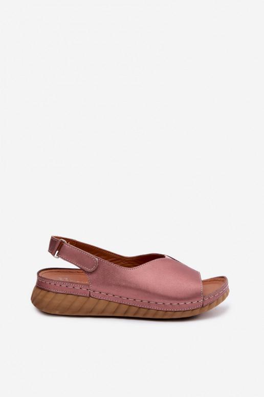 Sandalias de plataforma rosa dorado Tai turiciejka L7633-25