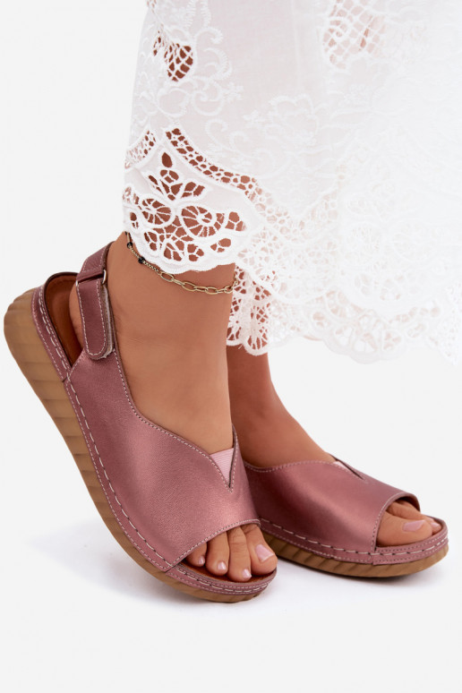 Sandalias de plataforma rosa dorado Tai turiciejka L7633-25