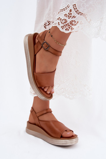 Sandalias de plataforma marrones Tai turiciejka L7629-29