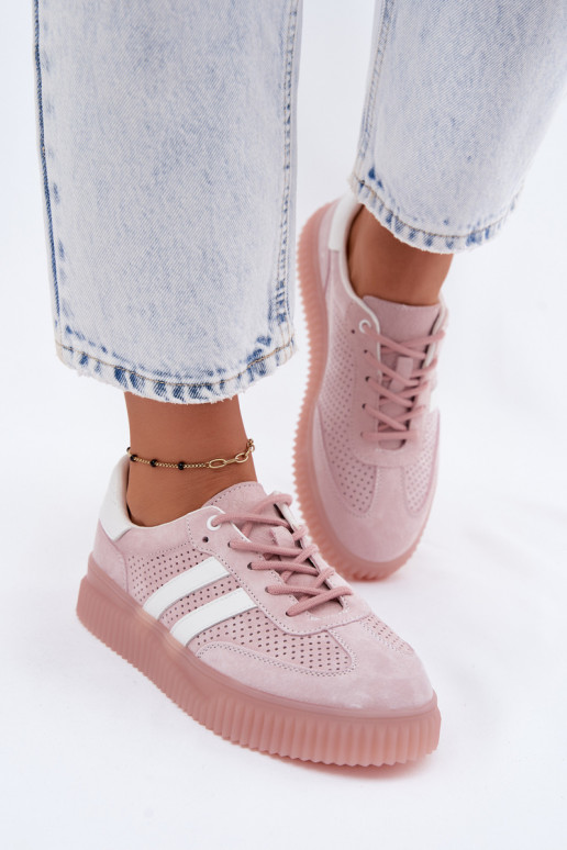 Zapatillas de plataforma rosas de ante Artelle