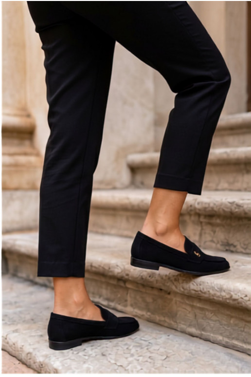 Mocasines de mujer de ante sintético negros Prestelle