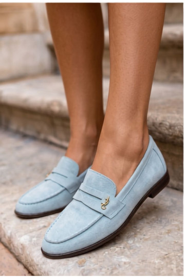 Mocasines de mujer de ante sintético azules Prestelle 2