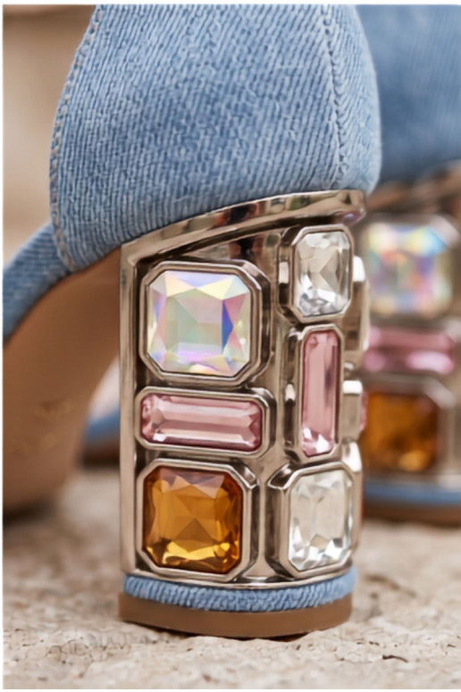 Sandalias de tacón alto para mujer con tachuelas brillantes de mezclilla Cloudie