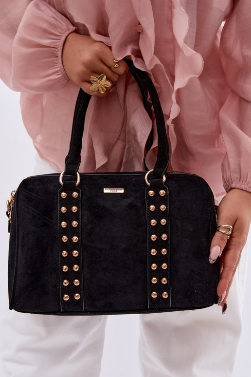 Bolso negro con tachuelas doradas Emelle