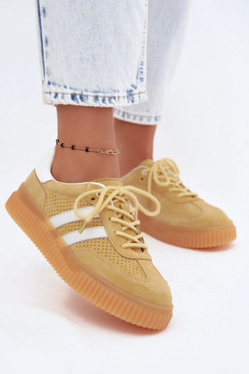 Zapatillas de plataforma amarillas de ante Artelle