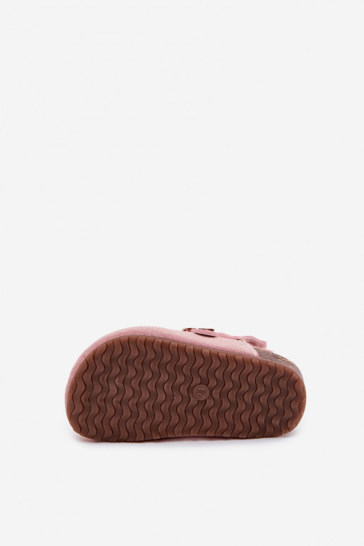 Zuecos para niños con lazos en color rosa Rosella