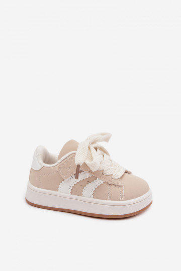 Zapatillas para niños con cierres de velcro en cuero sintético color arena Zoya