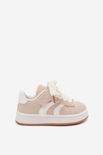 Zapatillas para niños con cierres de velcro en cuero sintético color arena Zoya 2