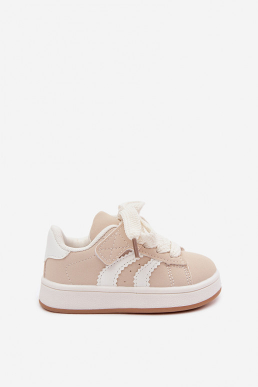 Zapatillas para niños con cierres de velcro en cuero sintético color arena Zoya