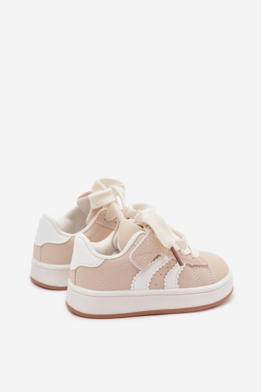 Zapatillas para niños con cierres de velcro en cuero sintético color arena Zoya