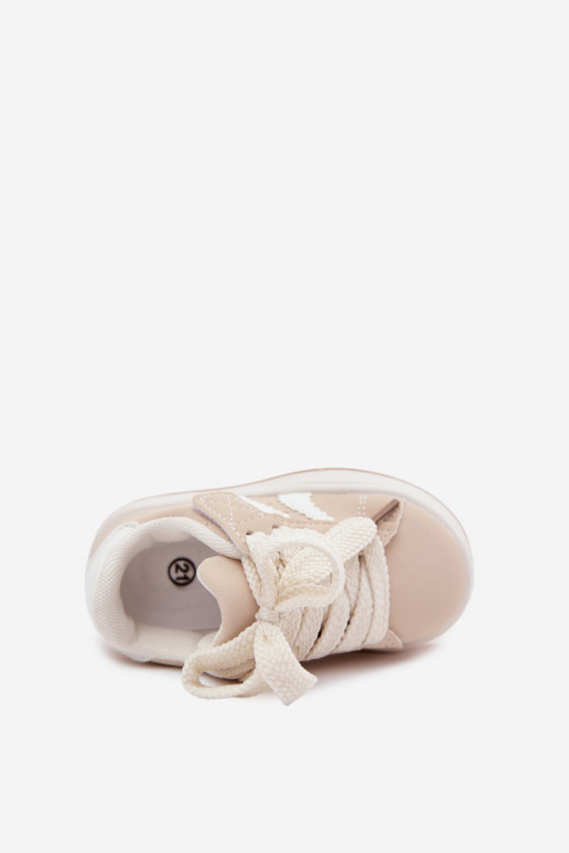 Zapatillas para niños con cierres de velcro en cuero sintético color arena Zoya