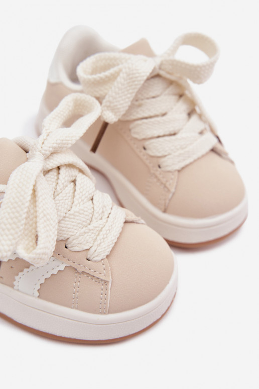 Zapatillas para niños con cierres de velcro en cuero sintético color arena Zoya