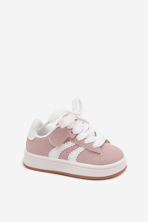 Zapatillas para niños con cierres de velcro en cuero sintético color rosa Zoya