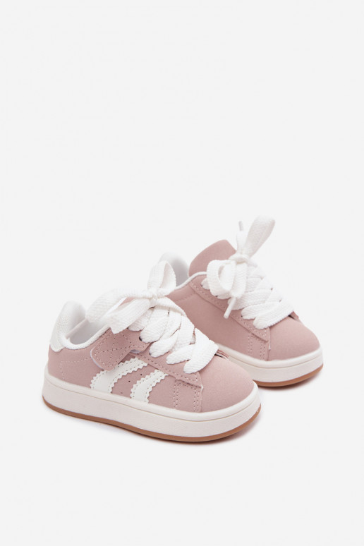 Zapatillas para niños con cierres de velcro en cuero sintético color rosa Zoya
