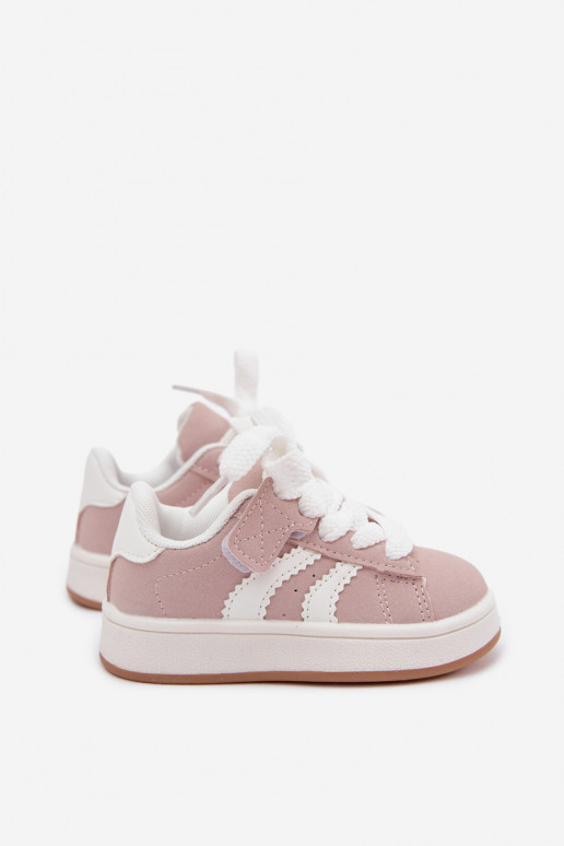 Zapatillas para niños con cierres de velcro en cuero sintético color rosa Zoya