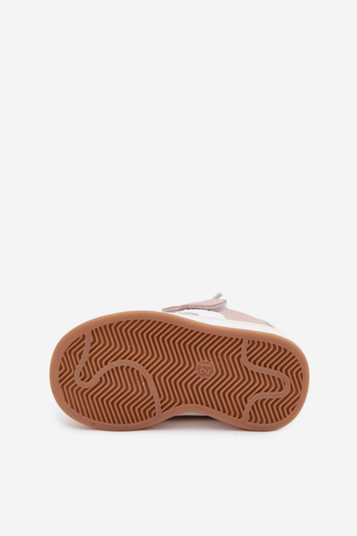 Zapatillas para niños con cierres de velcro en cuero sintético color rosa Zoya