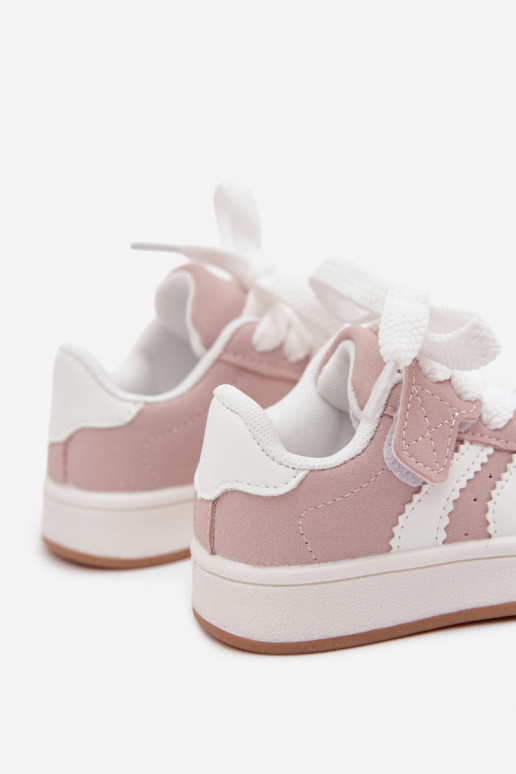 Zapatillas para niños con cierres de velcro en cuero sintético color rosa Zoya