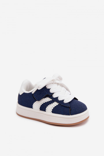 Zapatillas para niños con cierres de velcro en cuero sintético color azul oscuro Zoya