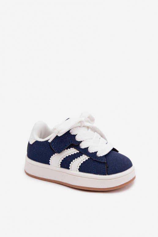 Zapatillas para niños con cierres de velcro en cuero sintético color azul oscuro Zoya