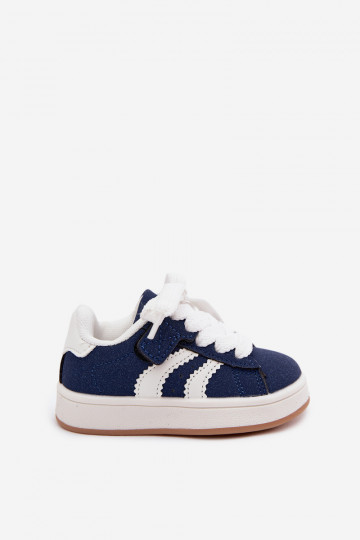 Zapatillas para niños con cierres de velcro en cuero sintético color azul oscuro Zoya 2