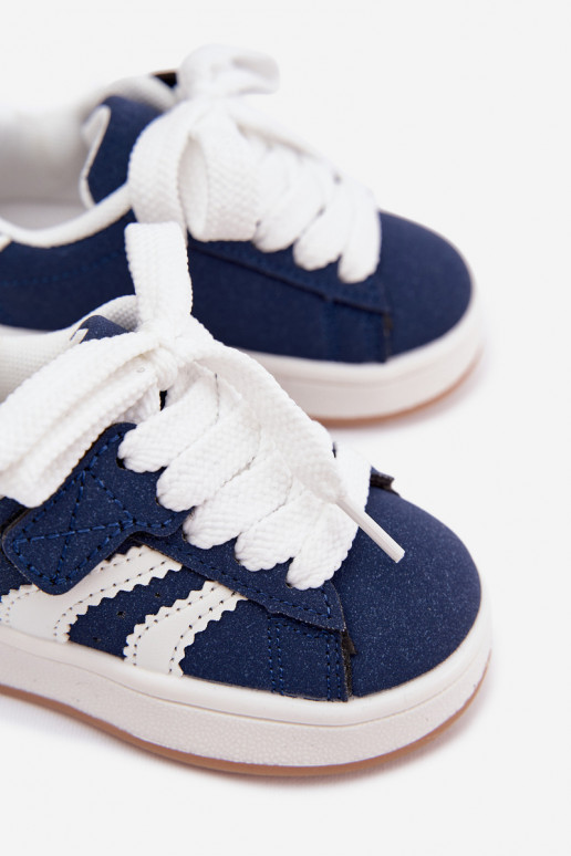 Zapatillas para niños con cierres de velcro en cuero sintético color azul oscuro Zoya