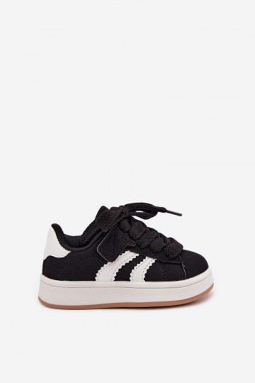 Zapatillas para niños con cierres de velcro en cuero sintético color negro Zoya 2