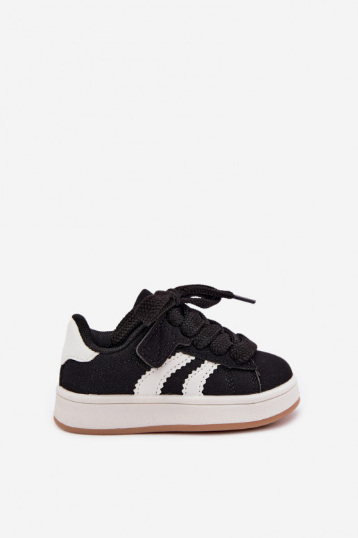 Zapatillas para niños con cierres de velcro en cuero sintético color negro Zoya