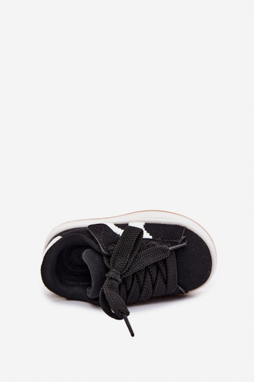 Zapatillas para niños con cierres de velcro en cuero sintético color negro Zoya