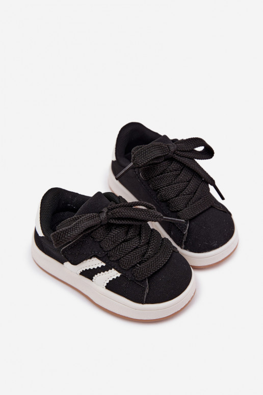 Zapatillas para niños con cierres de velcro en cuero sintético color negro Zoya